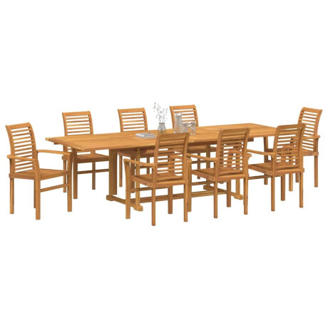 vidaXL Tuin eettafelset 9 pcs Bruin Massief Teakhout afbeelding3 - 1