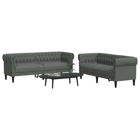 vidaXL Woonkamer Bank 2 pcs Donkergrijs 201,5 x 74,5 x 74,5 cm Stof afbeelding3 - 1