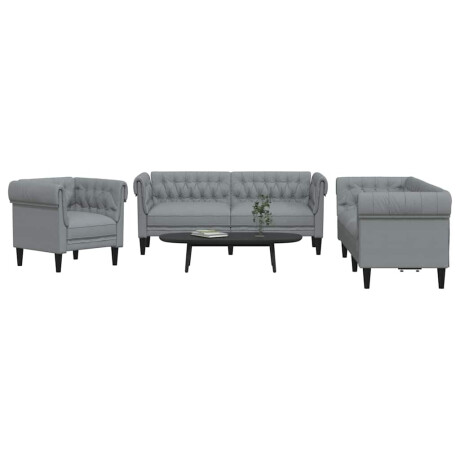 vidaXL Woonkamer Bank 3 pcs Lichtgrijs 201,5 x 74,5 x 74,5 cm Stof afbeelding3 - 1