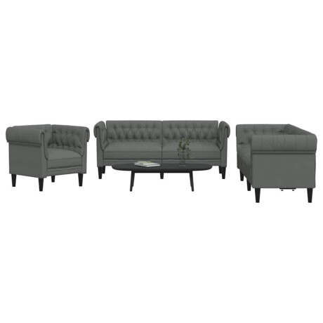 vidaXL Woonkamer Bank 3 pcs Donkergrijs 201,5 x 74,5 x 74,5 cm Stof afbeelding3 - 1