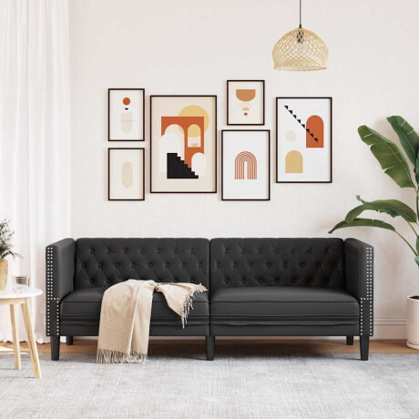 vidaXL Chesterfieldbank Geruit Zwart 194 x 74.5 x 70.5 cm Kunstleer afbeelding3 - 1