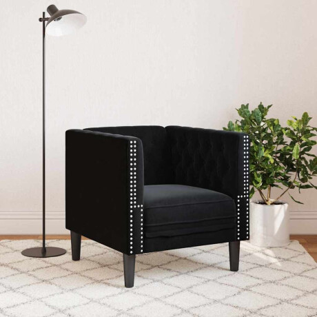 vidaXL Bank Zwart 74,5 x 71 x 70,5 cm Fluweel afbeelding3 - 1