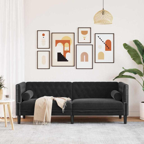 vidaXL Chesterfieldbank Geruit Zwart 194 x 74.5 x 70.5 cm Fluweel afbeelding3 - 1