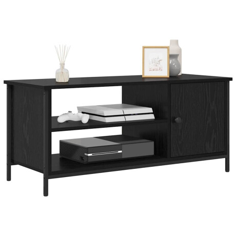 vidaXL TV-kast Zwart Eiken 100 x 40 x 45 cm Bewerkt hout afbeelding3 - 1