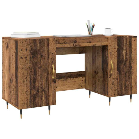 vidaXL Bureau met plank Oud hout 140 x 50 x 75 cm Bewerkt hout afbeelding3 - 1