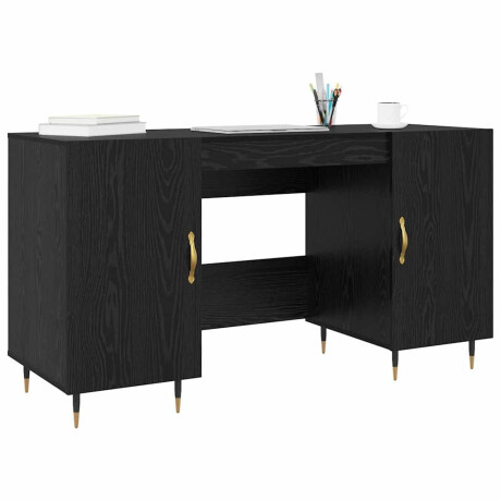 vidaXL Bureau met plank Zwart eiken 140 x 50 x 75 cm Bewerkt hout afbeelding3 - 1