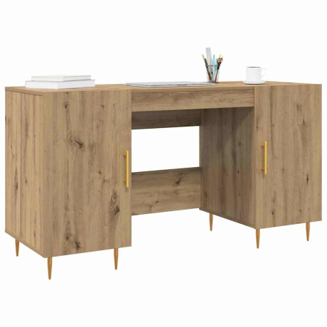 vidaXL Bureau met plank artisanaal eikenkleurig Bewerkt hout afbeelding3 - 1