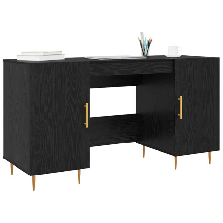 vidaXL Bureau met plank met opslag Zwart eiken Bewerkt hout afbeelding3 - 1