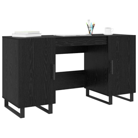 vidaXL Bureau met plank Zwart eiken 140 x 50 x 75 cm Bewerkt hout afbeelding3 - 1