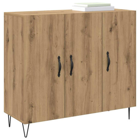 vidaXL Dressoir artisanaal eikenkleurig 90 x 34 x 80 cm Bewerkt hout afbeelding3 - 1