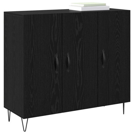vidaXL Dressoir Zwart Eiken 90 x 32,5 x 80 cm Bewerkt hout afbeelding3 - 1