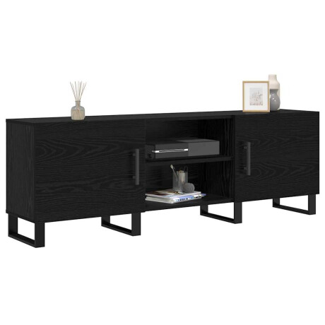 vidaXL TV-kast Zwart Eiken 150 x 30 x 50 cm Bewerkt hout afbeelding3 - 1