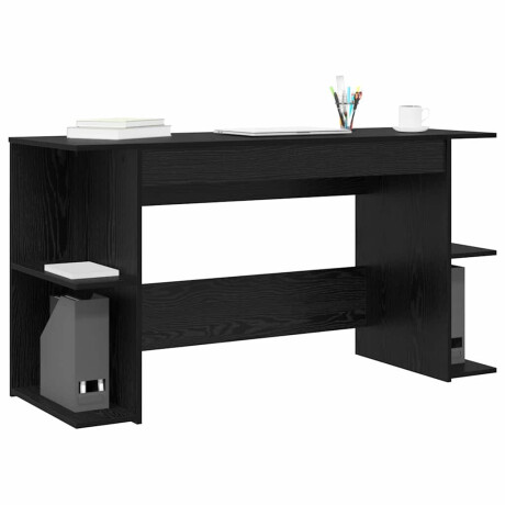 vidaXL Bureau met plank Anders met opslag Zwart eiken Bewerkt hout afbeelding3 - 1