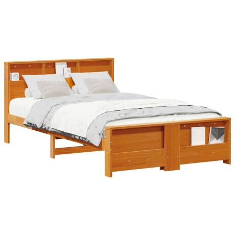 vidaXL Bedframe met hoofdeinde Wasbruin 135 x 190 cm Bewerkt hout afbeelding3 - 1