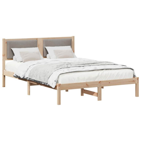 vidaXL Bedframe met hoofdeinde Taupe 135 x 190 cm Massief grenenhout afbeelding3 - 1