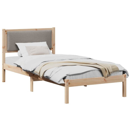 vidaXL Bedframe met hoofdeinde Taupe 90 x 200 cm Massief grenenhout afbeelding3 - 1