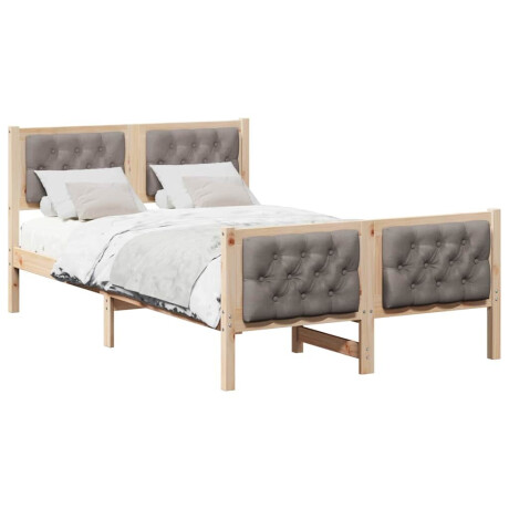 vidaXL Bedframe met hoofdeinde Taupe 120 x 200 cm Massief grenenhout afbeelding3 - 1