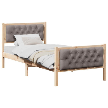 vidaXL Bedframe met hoofdeinde Taupe 90 x 200 cm Massief grenenhout afbeelding3 - 1