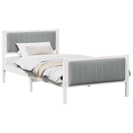 vidaXL Bedframe Wit en lichtgrijs 100 x 200 cm Massief grenenhout afbeelding3 - 1