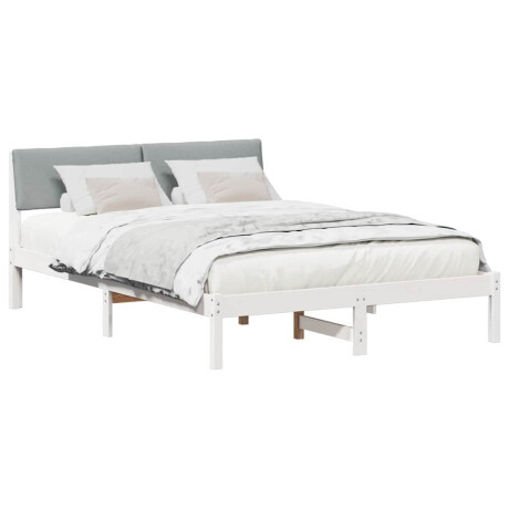 vidaXL Bedframe Wit en lichtgrijs 150 x 200 cm Massief grenenhout afbeelding3 - 1