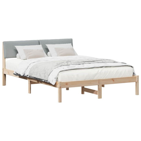vidaXL Bedframe Bruin en lichtgrijs 140 x 190 cm Massief grenenhout afbeelding3 - 1