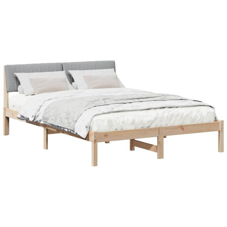 vidaXL Bedframe Bruin en lichtgrijs 135 x 190 cm Massief grenenhout afbeelding3 - 1