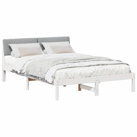 vidaXL Bedframe Wit en lichtgrijs 135 x 190 cm Massief grenenhout afbeelding3 - 1