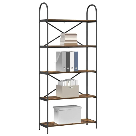 vidaXL Boekenkast Gerookt eiken 80 x 30 x 183 cm Bewerkt hout afbeelding3 - 1