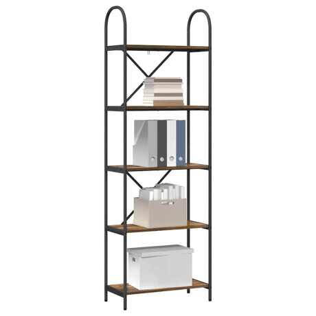 vidaXL Boekenkast Gerookt eiken 60 x 30 x 183 cm Bewerkt hout afbeelding3 - 1