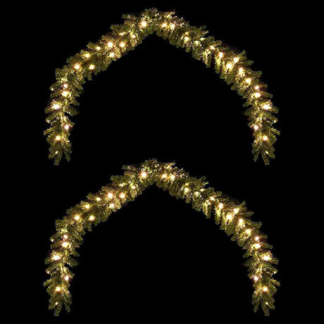 vidaXL Kerstkrans met 600 LED 2 pcs Groen PVC afbeelding3 - 1