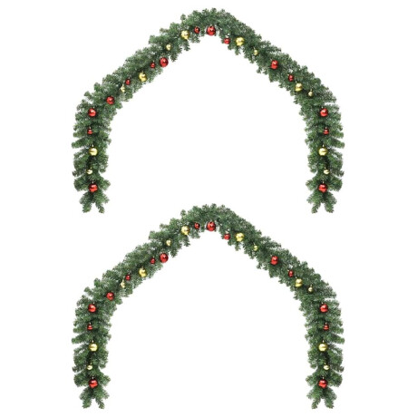 vidaXL Kerstkrans met 600 LED 2 pcs Groen PVC afbeelding3 - 1