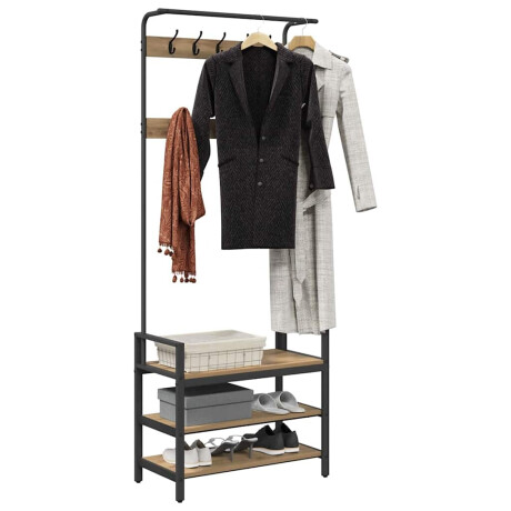 vidaXL Kapstok artisanaal eikenkleurig 75 x 34 x 184 cm Bewerkt hout afbeelding3 - 1