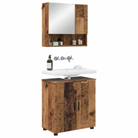 vidaXL Badkamermeubelset 2 pcs Oud hout 61 x 35 x 64 cm Bewerkt hout afbeelding3 - 1