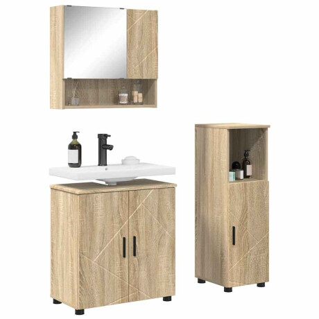 vidaXL Badkamermeubelset met opslag 3 pcs Sonoma eiken 61 x 35 x 64 cm afbeelding3 - 1