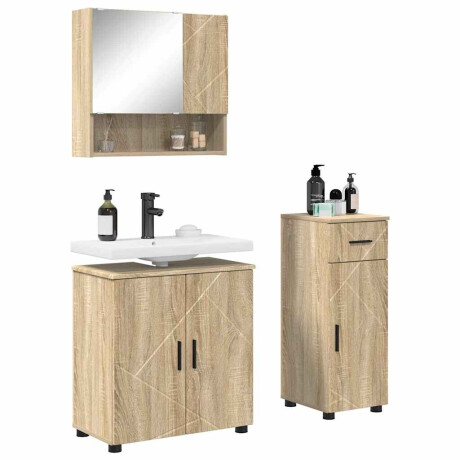 vidaXL Badkamermeubelset met lade 3 pcs Sonoma eiken 61 x 35 x 64 cm afbeelding3 - 1