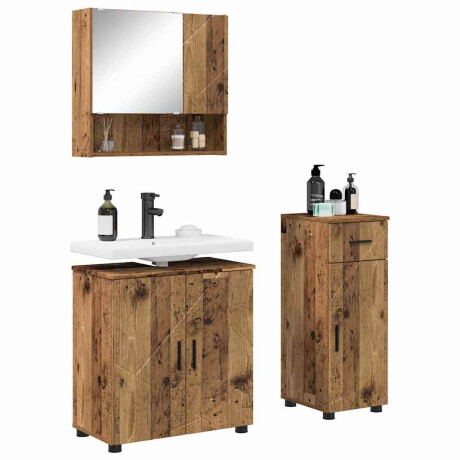 vidaXL Badkamermeubelset 3 pcs Oud hout 61 x 35 x 64 cm Bewerkt hout afbeelding3 - 1