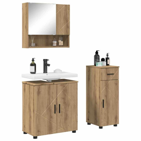 vidaXL Badkamermeubelset 3 pcs artisanaal eikenkleurig 61 x 35 x 64 cm afbeelding3 - 1