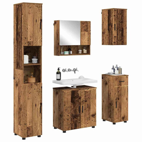 vidaXL Badkamermeubelset 5 pcs Oud hout 61 x 35 x 64 cm Bewerkt hout afbeelding3 - 1