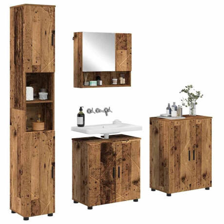 vidaXL Badkamermeubelset 4 pcs Oud hout 61 x 35 x 64 cm Bewerkt hout afbeelding3 - 1