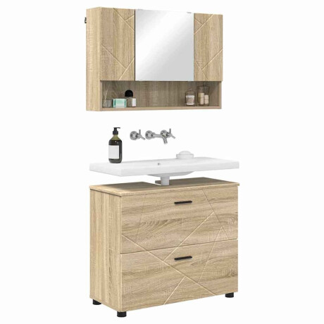 vidaXL Badkamermeubelset met lade 2 pcs Sonoma eiken 76,5 x 35 x 64 cm afbeelding3 - 1