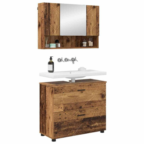 vidaXL Badkamermeubelset 2 pcs Oud hout 76,5 x 35 x 64 cm Bewerkt hout afbeelding3 - 1