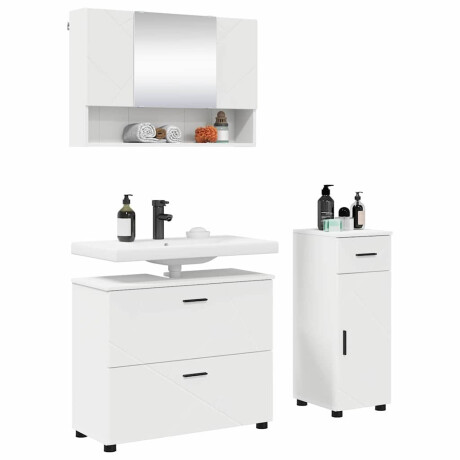 vidaXL Badkamermeubelset 3 pcs Wit 76,5 x 35 x 64 cm Bewerkt hout afbeelding3 - 1