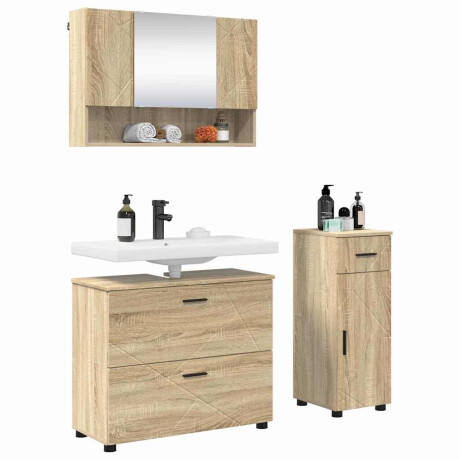 vidaXL Badkamermeubelset met lade 3 pcs Sonoma eiken 76,5 x 35 x 64 cm afbeelding3 - 1