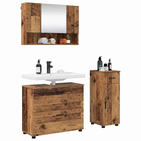 vidaXL Badkamermeubelset 3 pcs Oud hout 76,5 x 35 x 64 cm Bewerkt hout afbeelding3 - 1