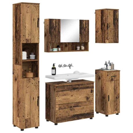 vidaXL Badkamermeubelset 5 pcs Oud hout 30 x 35 x 192 cm Bewerkt hout afbeelding3 - 1