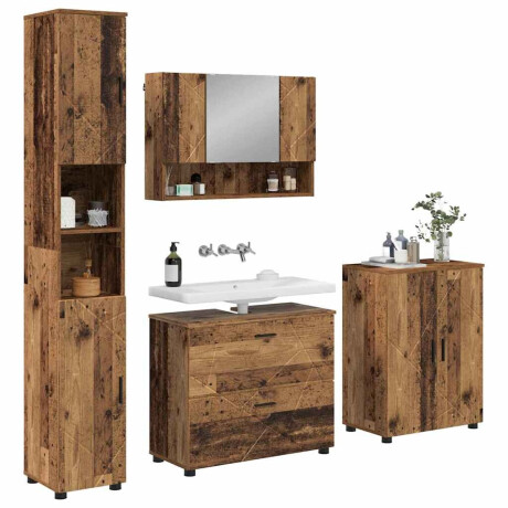 vidaXL Badkamermeubelset 4 pcs Oud hout 30 x 35 x 192 cm Bewerkt hout afbeelding3 - 1