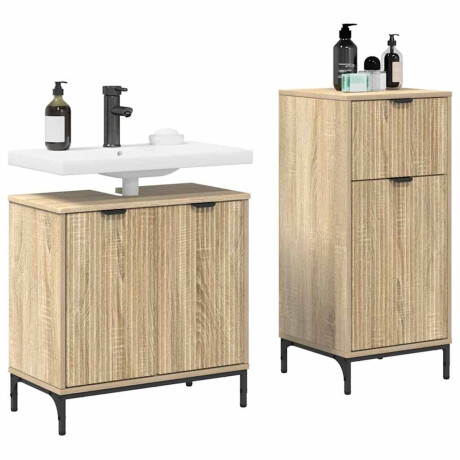 vidaXL Badkamermeubelset met lade 2 pcs Sonoma eiken 39.5 x 36 x 88 cm afbeelding3 - 1