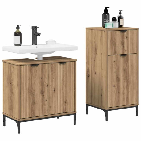 vidaXL Badkamermeubelset met lade Geruit 2 pcs artisanaal eikenkleurig afbeelding3 - 1