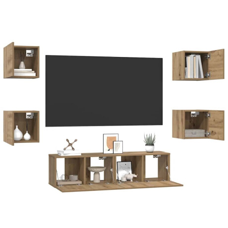 vidaXL Tv-meubelset 6 pcs artisanaal eikenkleurig 60 x 30 x 30 cm afbeelding3 - 1