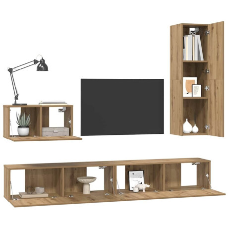 vidaXL TV-kast set 4 pcs artisanaal eikenkleurig Medium Bewerkt hout afbeelding3 - 1